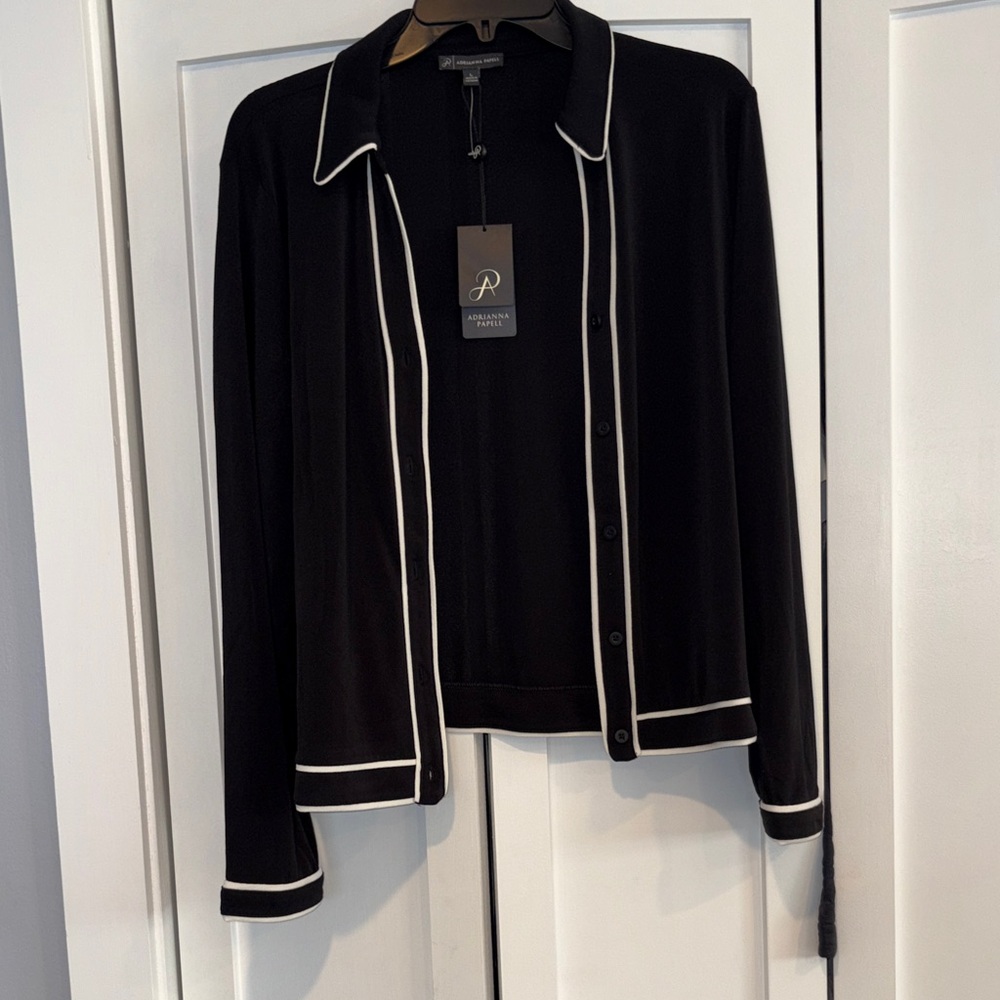 Adrianna Papell Black top with White Accents